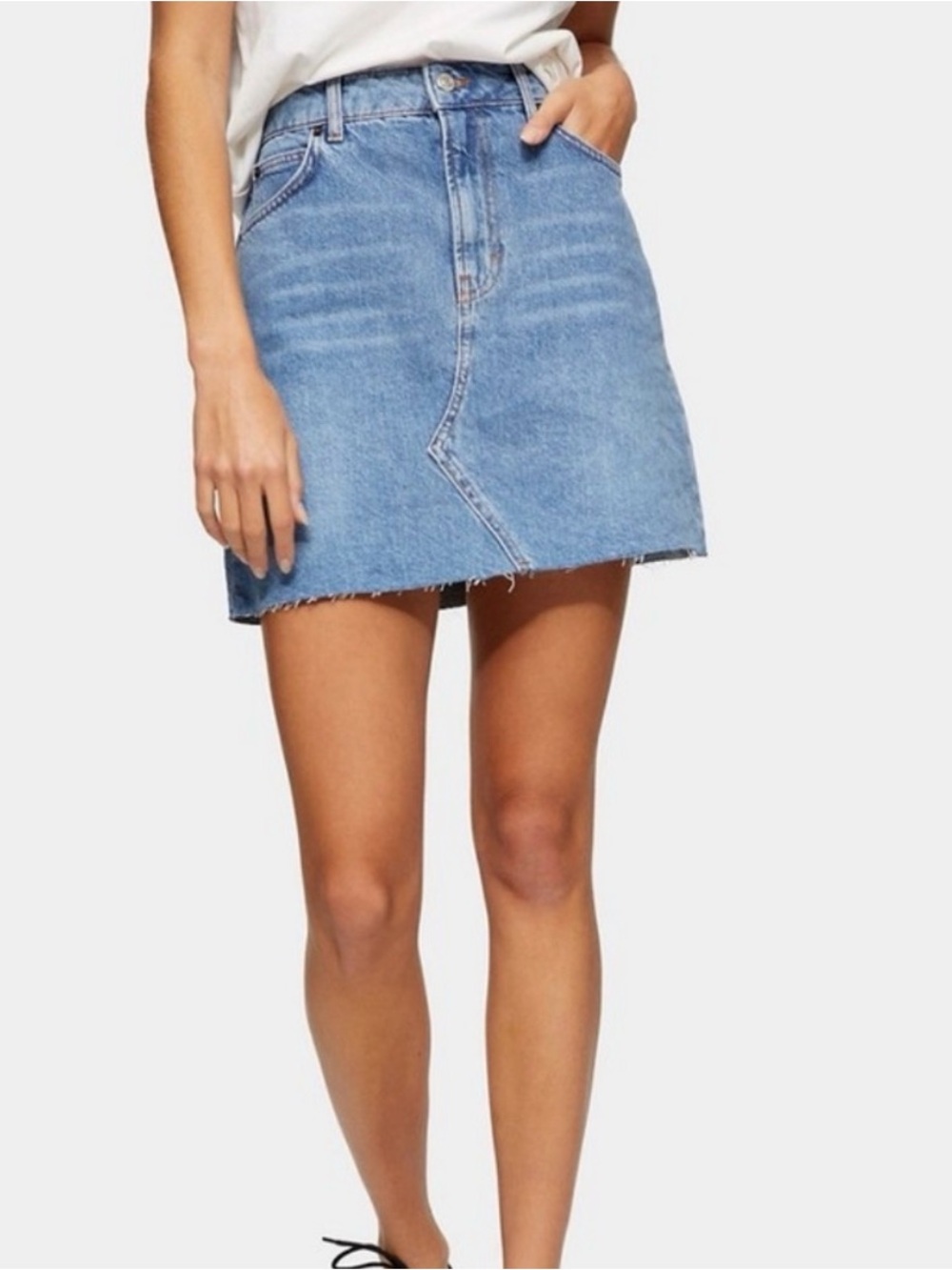 Topshop Denim High Rise Mini Skirt
